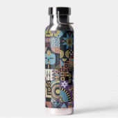 Gedämpfte erdige Folk-Art-Patchworkdecke Trinkflasche (Links)