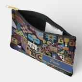 Gedämpfte erdige Folk-Art-Patchworkdecke Zubehörtasche (Offen)
