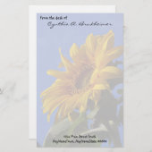 Gedämpfte gelbe Sonnenblume-personalisiertes Briefpapier (Vorne/Hinten)
