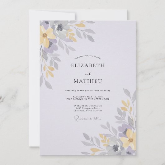 Gedämpfte goldene Hochzeit mit Blättern Einladung (Vorderseite)