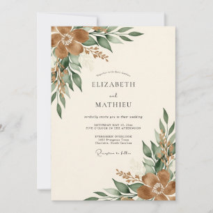 Gedämpfte herbstliche Hochzeit Einladung