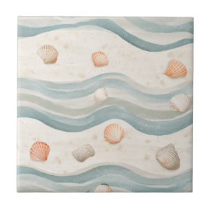 Gedämpfte Küsten-Muschelwelle - Boho-Strandstil Fliese