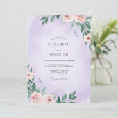 Gedämpfte Lavendel-Malblatt-Hochzeit Einladung (Stehend Vorderseite)