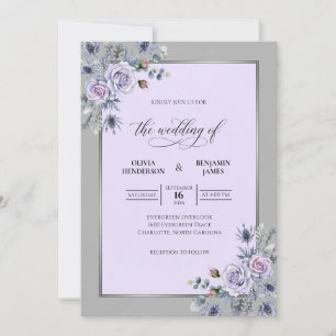 Gedämpfte Lavendel-Malerei-Hochzeit Einladung