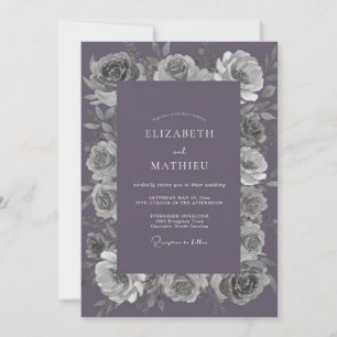 Gedämpfte Lavendel-Rosen-Hochzeit Einladung