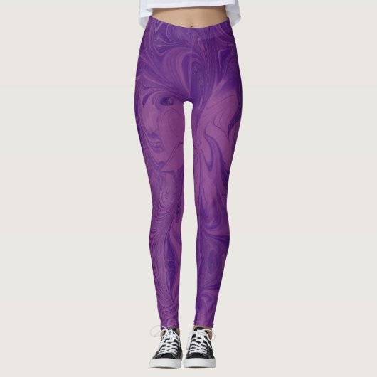 Gedämpfte lila gemarmorte Leggings (Vorderseite)