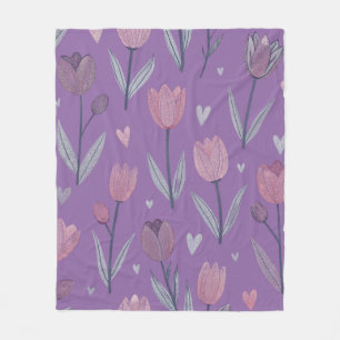Gedämpfte lila Tulpen-Fleece-Decke Fleecedecke