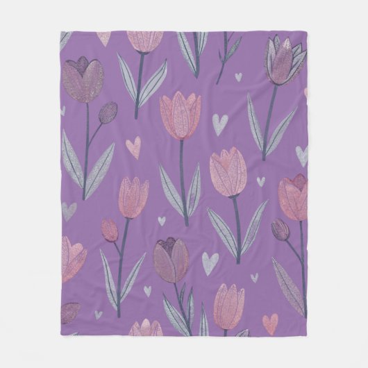 Gedämpfte lila Tulpen-Fleece-Decke Fleecedecke (Vorderseite)