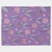Gedämpfte lila Tulpen-Fleece-Decke (Groß) Fleecedecke (Vorderseite (Horizontal))