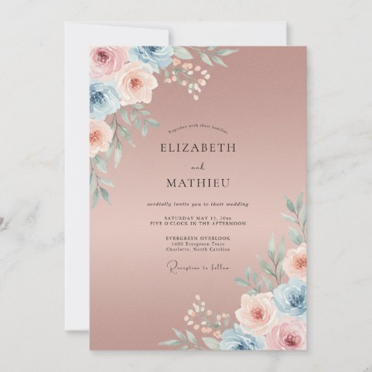 Gedämpfte Malvenfarbene Hochzeit Einladung (Vorderseite)