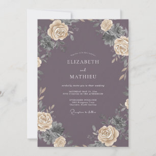 Gedämpfte Malvenrose Hochzeit Einladung