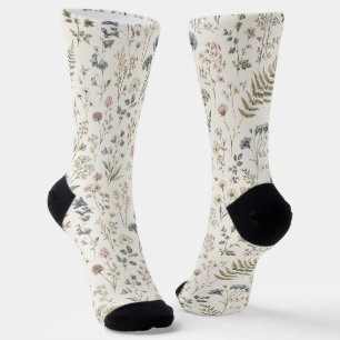 Gedämpfte minimalistische skandinavische Wildblüte Socken