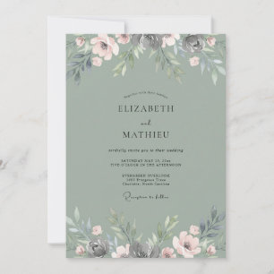 Gedämpfte Olivenblatt-Hochzeit Einladung