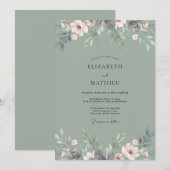 Gedämpfte Olivenblatt-Hochzeit Einladung (Vorne/Hinten)