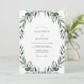 Gedämpfte Olivenblatt-Hochzeit Einladung (Stehend Vorderseite)