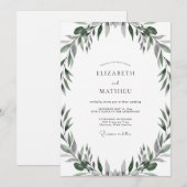 Gedämpfte Olivenblatt-Hochzeit Einladung (Vorne/Hinten)