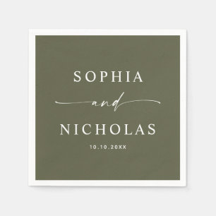 Gedämpfte Olivgrüne Hochzeit   Minimalistischer Wa Serviette