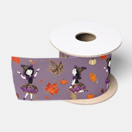 Gedämpfte Pflaume | Halloween Kleine Hexe Satinband