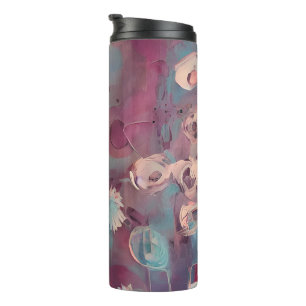 Gedämpfte rosa und blaue abstrakte Blumen Thermosbecher