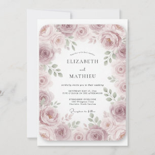 Gedämpfte rosa Weinreben-Hochzeit Einladung