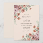 Gedämpfte Rose Wasserfarbe Hochzeit Einladung (Vorne/Hinten)