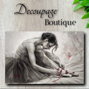 Gedämpfte rote Ballerina-Skizze Decoupage Seidenpapier