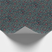 Gedämpfte rote Beere und grünes Blatt Geschenkpapier (Ecke)