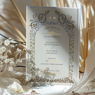Gedämpfte Save-The-Date-Karte viktorianische könig Folieneinladung