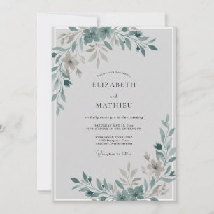 Gedämpfte Schiefer Blatt Hochzeit Einladung