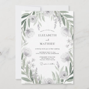 Gedämpfte Silberblatt-Eukalyptus-Hochzeit Einladung