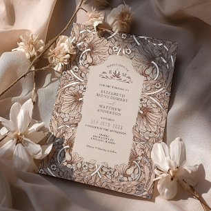 Gedämpfte Terrakotta-Silber-Vintage-Pimpernel Morr Folieneinladung