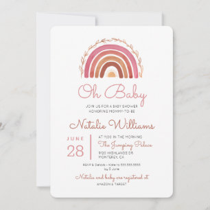 Gedämpfte Töne Boho Regenbogen Oh Baby Shower Einl Einladung