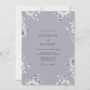 Gedämpfte Veilchen-Blüten-Hochzeit Einladung