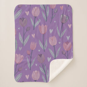 Gedämpfte violette Tulpen-Sherpa-Decke (Klein) Sherpadecke