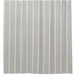 Gedämpfter, abgenutzter blauer Farmhouse-Ticking-S Duschvorhang