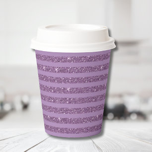 Gedämpfter Maulbeer-Glitter-Stil horizontale Strei Pappbecher