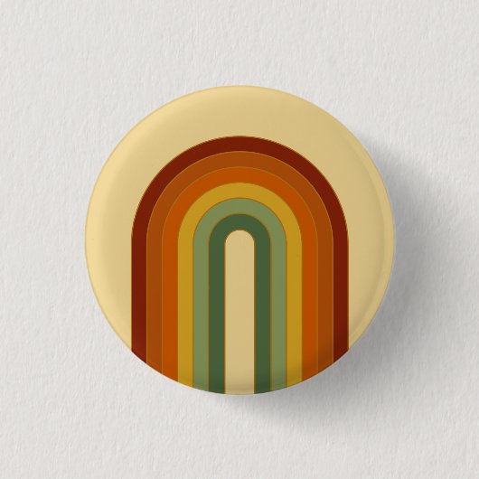Gedämpfter Retro-Groovy-Schichten-Regenbogen Button (Vorderseite)