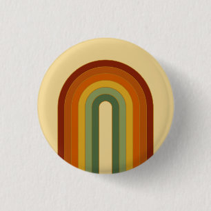 Gedämpfter Retro-Groovy-Schichten-Regenbogen Button