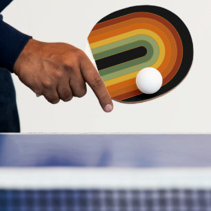 Gedämpfter Retro-Siebziger-Regenbogen schwarz Tischtennis Schläger