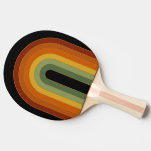 Gedämpfter Retro-Siebziger-Regenbogen schwarz Tischtennis Schläger