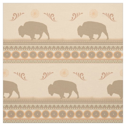 Gedämpfter Stammes- Bison Stoff (Muster)