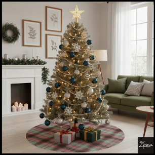 Gedämpfter vertikaler Schatten-Karo-Tartan-Blur Polyester Weihnachtsbaumdecke