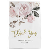 Gedämpfter Watercolor und Gold | erröten rosa Mittlere Geschenktüte (Rückseite)