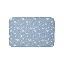 Gedämpftes Blau-Weiß-Wildblumenmuster Badematte