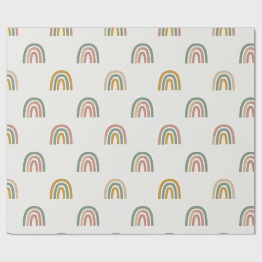 Gedämpftes Boho-Regenbogen-Scandi-Muster  Geschenkpapier (Flach)