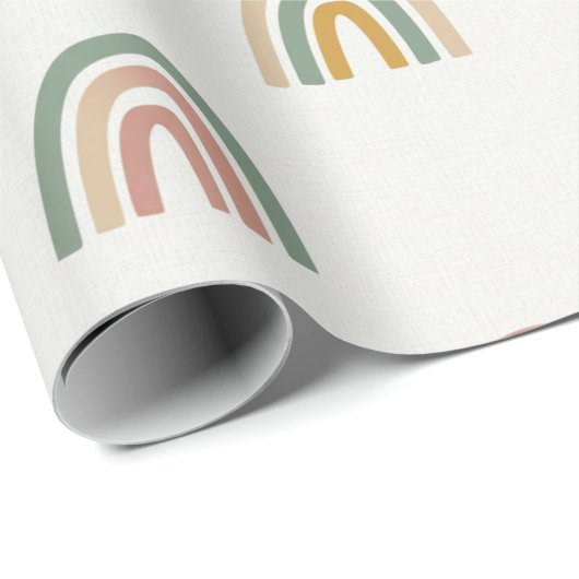 Gedämpftes Boho-Regenbogen-Scandi-Muster  Geschenkpapier (Rolleneckpunkt)