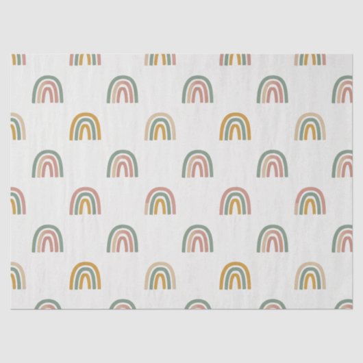 Gedämpftes Boho-Regenbogen-Scandi-Muster Seidenpapier (Vorderseite)