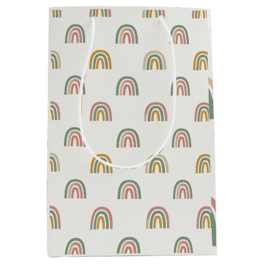 Gedämpftes Boho-Regenbogen-Skandi-Muster Mittlere Geschenktüte (Vorderseite)