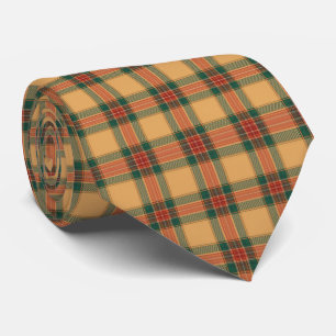 Gedämpftes Gold, Rot und Grün Tartan Karo Krawatte