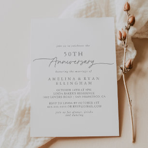 Gedämpftes Grau Einfache Minimale 50. Hochzeitstag Einladung
